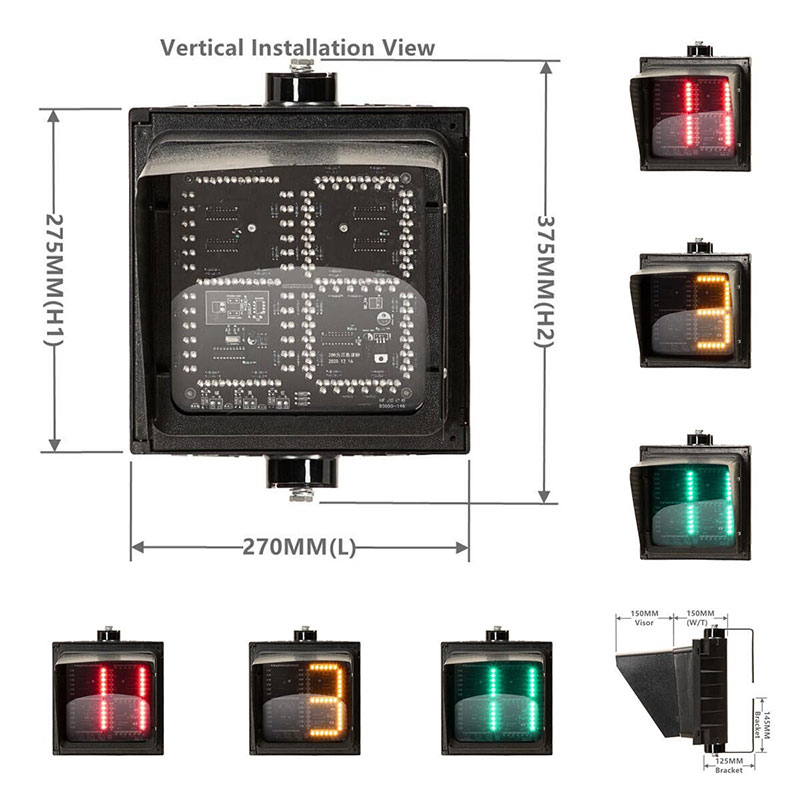 200MM 1-Aspect RYG/RG Traffic Light Countdown Timer