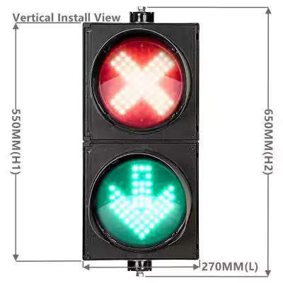 2 Aspect/Section Led Traffic Light With Red Cross Green Arrow Lane Control Signal,  as 8 Inch(200MM)*2/202