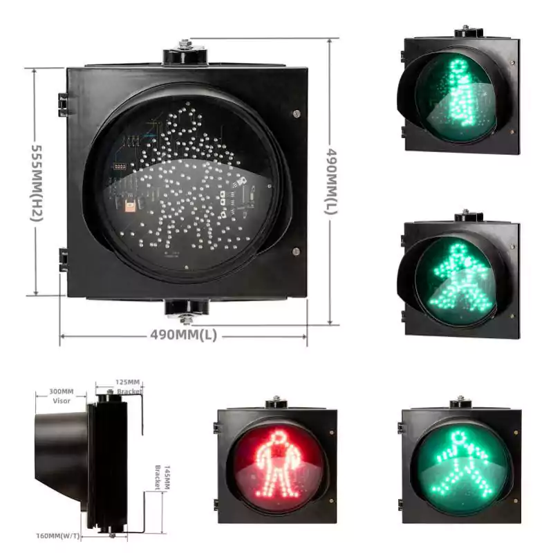 400MM(16 Inch) Bi-Color Red Green Pedestrian Crosswalk System