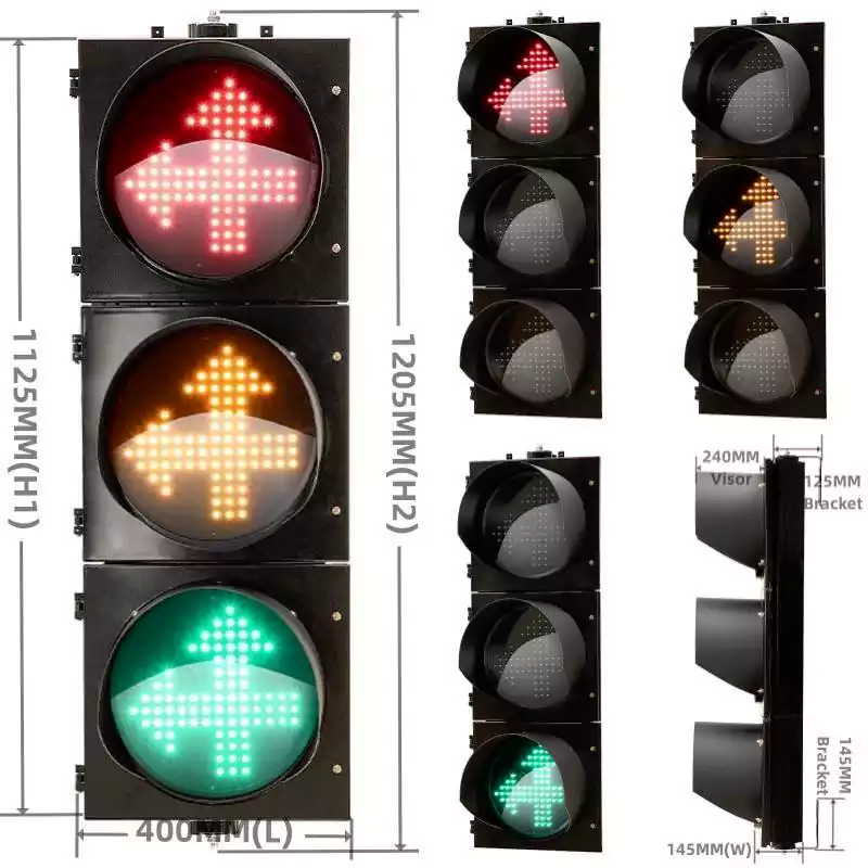 300MM 12 Inch 3 Aspect Two Way Sign Traffic Signal Light