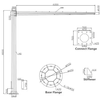 8M Traffic Light Pole With 6M Arm